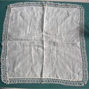 VTG Victorian Edwardian Cotton Handkerchief White Crocheted Edges Wedding Gramma